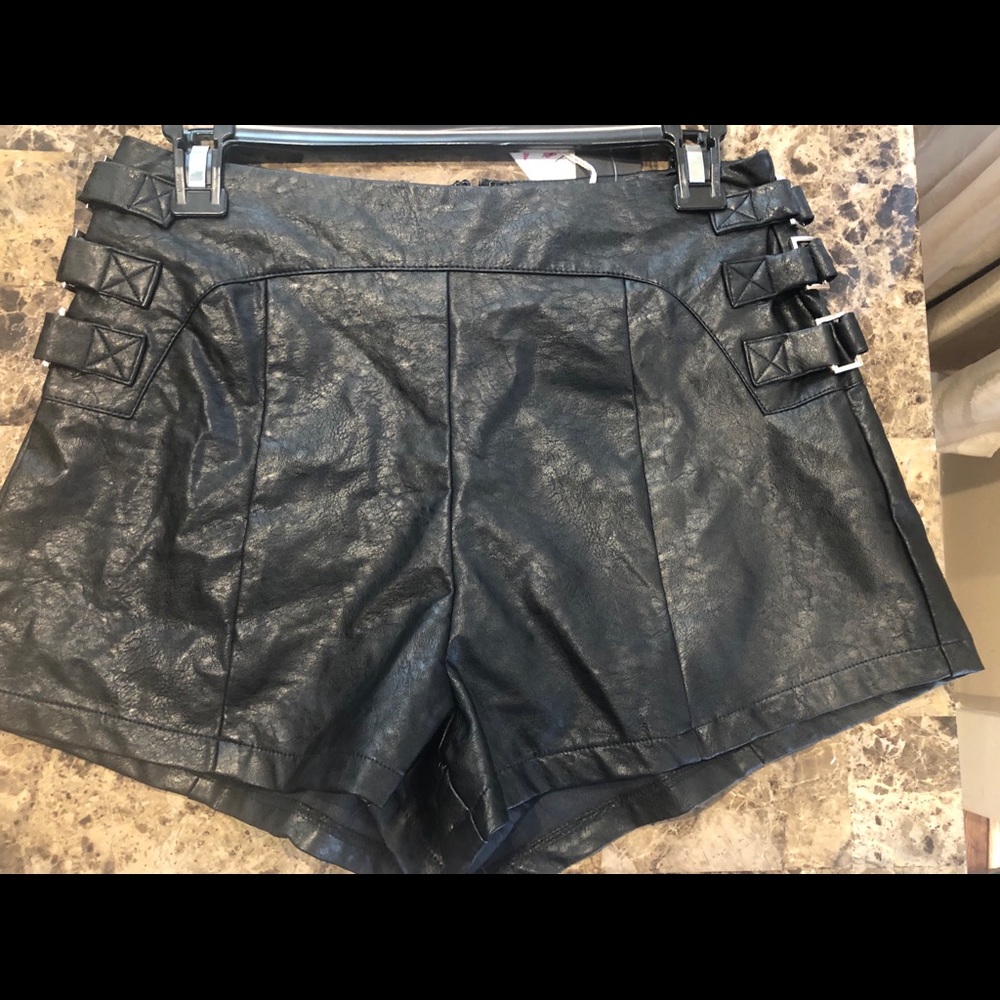 Black Leather Shorts- Medium